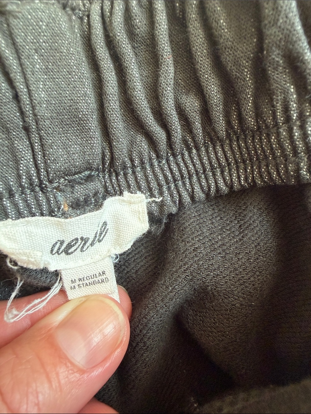 aerie Wide Leg Pants in Black with Drawstring - Picture 2 of 4